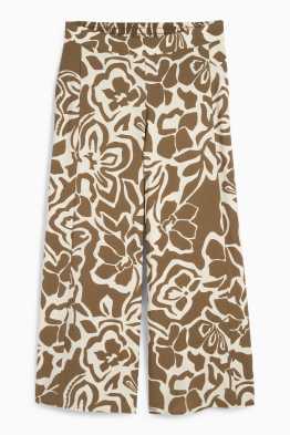 Cloth trousers - high waist - wide leg - floral