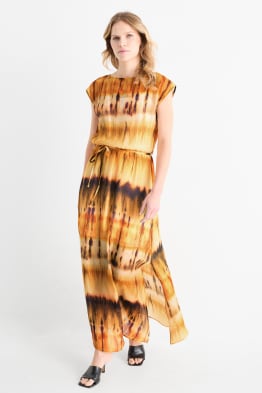 Kleid mit Schlitz - gemustert
