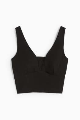 Crop Blusentop mit Leinen-Anteil