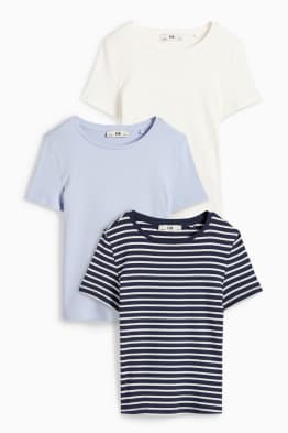 Multipack 3er - Kurzarmshirt - gerippt