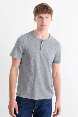 Maglia serafino - a righe - tessuto tramato
