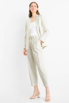 Business-broek - high waist - carrot fit - linnenmix