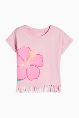 Hibiskus - Fransen-Kurzarmshirt