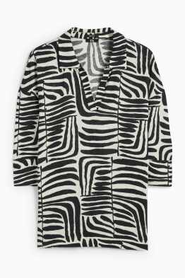Blusa con scollo a V - misto lino - fantasia