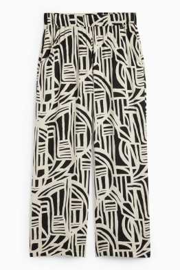 Pantalon - high waist - wide leg - met patroon