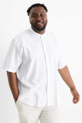 Chemise - regular fit - col montant - lin mélangé