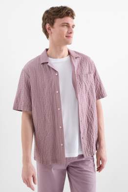 Shirt - relaxed fit - lapel collar - check