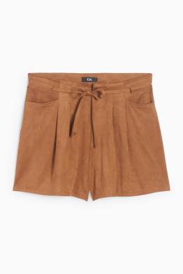 Shorts - Mid Waist - Velourslederimitat