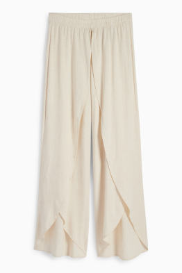 Plátěné kalhoty - mid waist - wide leg