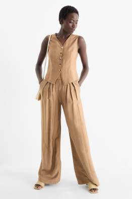 Pantalon - high waist - wide leg