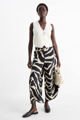 Pantalon - high waist - wide leg - met patroon