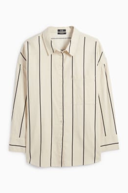 Bluse - Leinen-Mix - gestreift