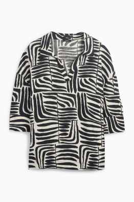 Blusa con scollo a V - misto lino - fantasia