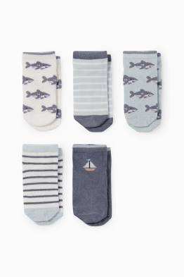 Set van 5 - haai en zeilboot - baby-sneakersokken