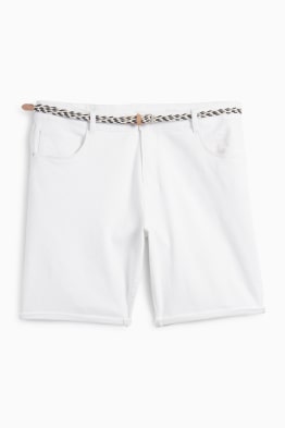 Džínové šortky s páskem - mid waist
