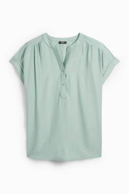 Blusa con scollo a V - tessuto tramato