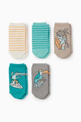 Pack de 5 - surfistas y animales - calcetines tobilleros con motivo