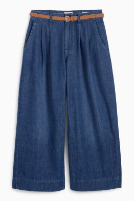 Jeans a gamba larga con cintura - vita media