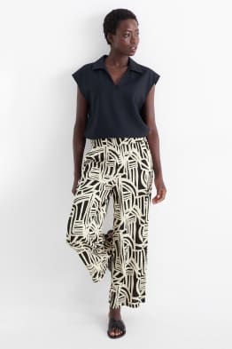 Pantalon - high waist - wide leg - met patroon