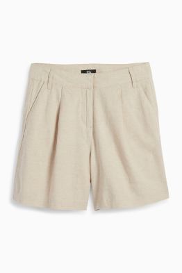 Shorts - mid-rise waist - linen blend