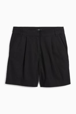 Shorts - Mid Waist - Leinen-Mix