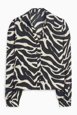 Bluse mit V-Ausschnitt - gemustert