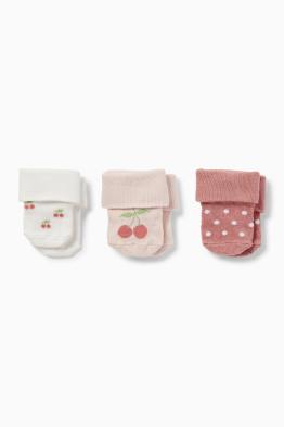 Set van 3 paar - kers - newbornsokken met motief