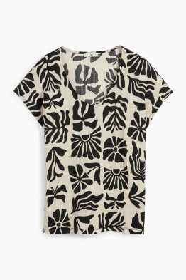 T-shirt à col V - regular fit - à fleurs