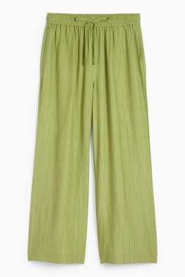 Cloth trousers - high waist - wide leg - textured