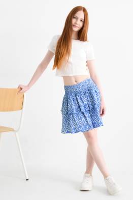 Jupe - broderie anglaise - à motif - texturé