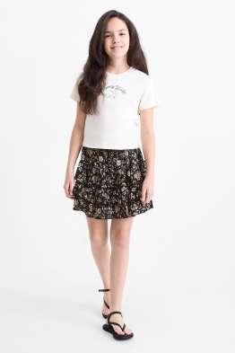 Blume und Hufeisen - Set - Kurzarmshirt und Rock - 2 teilig