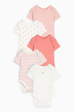 Multipack of 5 - heart - baby bodysuit