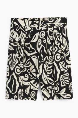 Bermuda - high waist - met patroon - met structuur