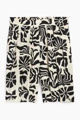 Bermudas - High Waist - gemustert - strukturiert