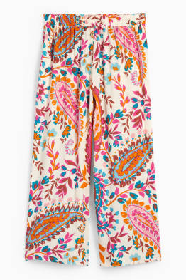Cloth trousers - mid-rise waist - wide leg - patterned