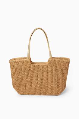 Großer Stroh-Shopper - glänzend