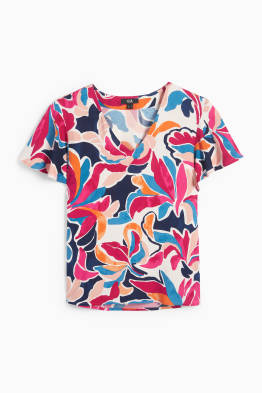 Blusa con escote en pico - estampada