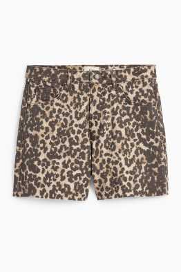 Jeans-Shorts - High Waist - Leo-Print