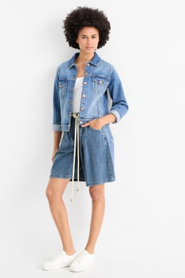 Bermuda di jeans con cintura - vita media
