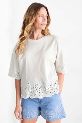 T-shirt - regular fit - broderie anglaise