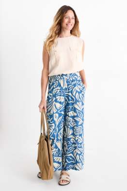 Pantalon - high waist - wide leg - met patroon