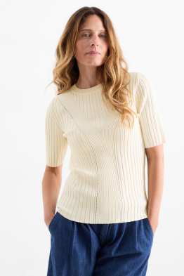 Maglione - maniche corte - a coste