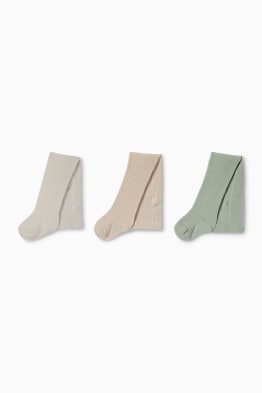 Multipack of 3 - floral - baby tights - ribbed