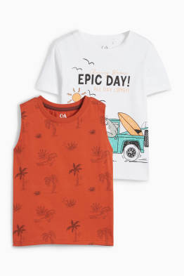 Multipack 2er - Krokodil und Hai - Top und Kurzarmshirt