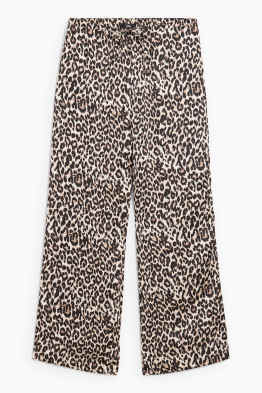 Pantaloni - vita alta - gamba ampia - stampa leopardata