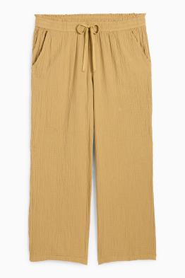 Pantalon de toile - mid waist - comfort fit - texturé