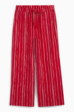Pantaloni di stoffa - vita alta - gamba larga - a righe - tessuto tramato