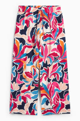 Pantaloni di stoffa - vita alta - gamba ampia - a fiori
