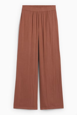 Pantaloni di stoffa - vita alta - gamba larga