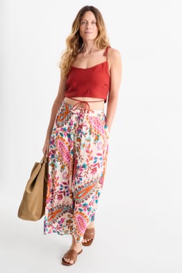 Cloth trousers - mid-rise waist - wide leg - patterned